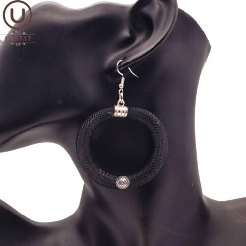 UKEBAY New Mesh Earrings Pearl Accessories Women Round Drop Earrings Black Mesh Jewelry Handmade Gothic Earring Boho Jewellery