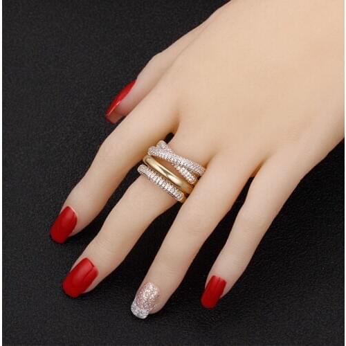 Bride Talk New Trendy Lady Ring Cubic Zirconia Shiny Crystal Luxury Fashion Bridal Finger Rings For Wedding Women Accessories