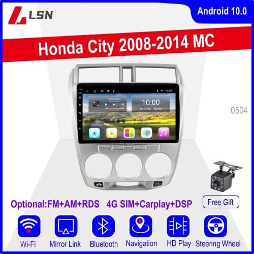 10" Android 10 For Honda City 2008,2009,2010,2011,2012,2013,2014 MC Multimedia Video GPS Navigation Car Player Auto Radio Navi