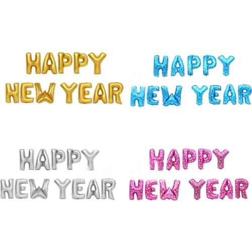 12pcs/set 16inch Multicolor Letter Happy New Year Balloons Party Decoration Alphabet Aluminum Balloon Foil Baloon Photograph