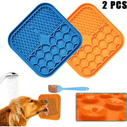 Cats Dog Licky Mat Slower Feeder Pad 2 pcs Pet Treat Dispensing Pads Feeding Cats Dogs Licking Bowls Dog Feeding Lick Pad