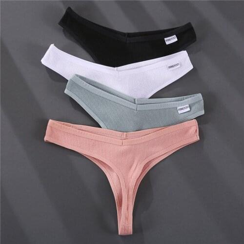3PCS/Set Sexy Underwear Women G String Cotton Thong Panties Set Briefs Female Underpants Thong Solid Color Pantys Lingerie