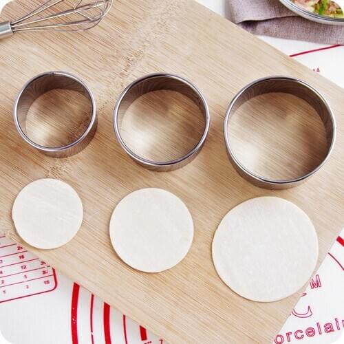 3 Pcs Round Dumpling Skin Mold Cutter Set Stainless Steel Dumplings Wrappers Molds Cookie Pastry Baking Cutting Tool