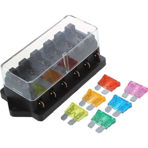 6 WAY FUSE HOLDER BOX CAR VEHICLE CIRCUIT BLADE FUSE BOX BLOCK + FREE FUSE US