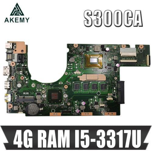 Akmey S300CA For Asus Laptop motherboard I5-3317U 4GB-RAM REV 2.0 PN:60NB00Z0-MBD000 S300CA mainboard 100% tested