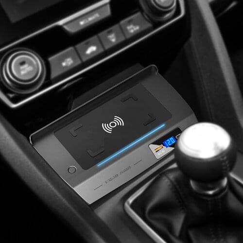 For Honda Civic 2016~2020 10W/per Wireless Charger Car Phone Holder Fast Charging 36W USB Connector Fit Tenth Generation Civic