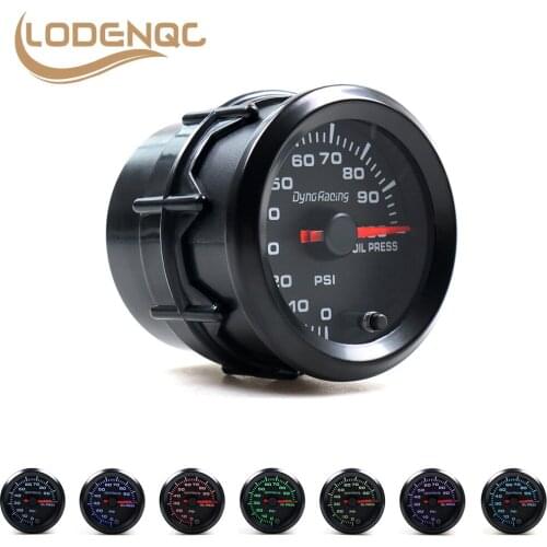 Lodenqc Car Meter Oil Pressure Gauge 7 Colors LED 0-100PSI Oil Press Meter High Speed Motor With Sensor