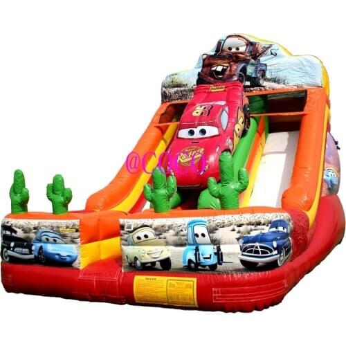 Free air ship to door!8x5m kids popular extreme speed race giant inflatable car slide, high quality bouncy slide outdoor