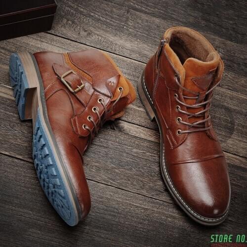 Brand men boots 8~12 comfortable fashion casual leather boots #AL601C4