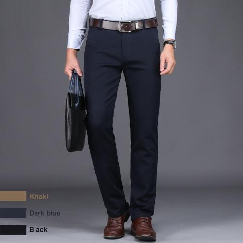 2020 New Spring Mens Fashion Business Casual Suit Pants Male Elastic Straight formal Dress Trousers Plus Size 28-44