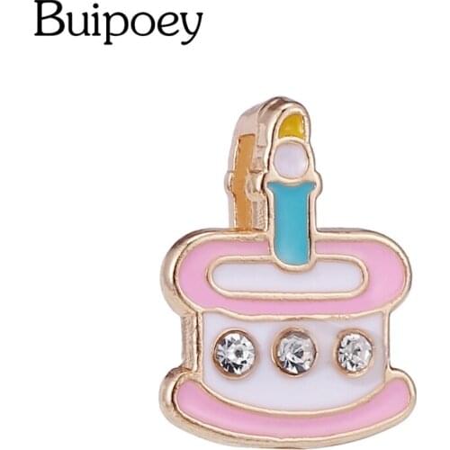 Buipoey 3 Color New 10mm Shiny Birthday Cake Beaded Charm Fit Mesh Bracelets For Women Child Fine Jewelry Accessories Bead