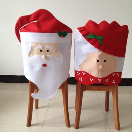 Kitchen Chair Covers New Year Mr Mrs Red Hat Style Chair Back Cover Santa Claus Decoration Christmas Dinner Table Party Decor