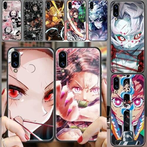 Demon Slayer Kamado Tanjirou Nezuko Phone case For Huawei Honor 6 7 8 9 10 10i 20 A C X Lite Pro Play black painting coque 3D