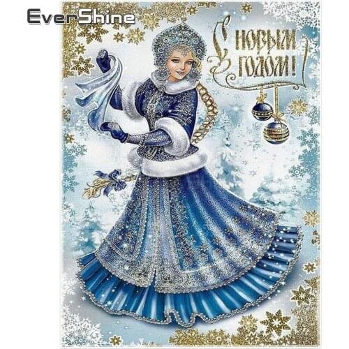 EverShine New Arrivals Diamond Embroidery Christmas Pictures Of Rhinestones Diamond Painting Full Drill Round Girl Manual Hobby