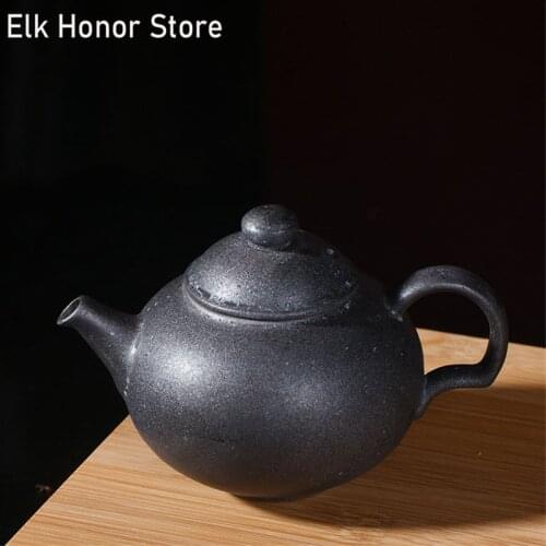 180ML Retro Kiln Fambe Pottery Ceramic Teapot Handmade Mosaic Glazed Household Teakettle Kung Fu Tea Master Pots Gift Packaging