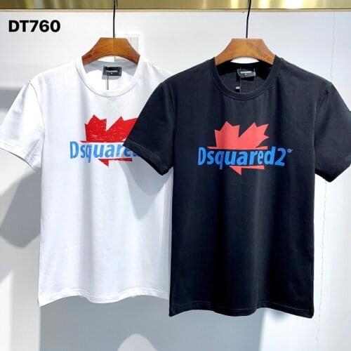 Dsquared2 Classic Men/Women Street Hip-Hop Round Neck Short-Sleeved T-Shirt Cotton Locomotive Letter Printing Casual Tee DT760