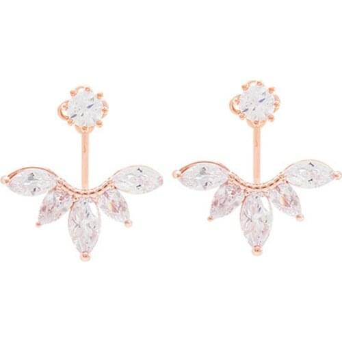 Korean Gold And Silver Color Leave Crystal Stud Earrings Fashion Statement Jewelry Earrings For Women