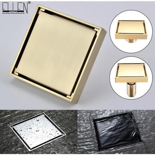 10*10cm Brass Sqaure Floor Drain Wast Antique Bronze Bathroom Floor Drain Tile Insert Square Anti-odor Floor Waste EL1022
