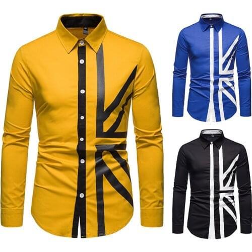 Mens shirt, new European mens shirt, splicing long sleeve shirt, mens shirt, fashion shirt