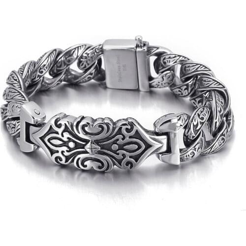 Retro new jewelry European and American trend personality domineering totem cross mens bracelet