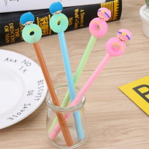 24PCS Creative New Cartoon Modeling Couple Pen Dog Doughnut Gel Pen Candy Color 0.5mm Office Accessories Stationery