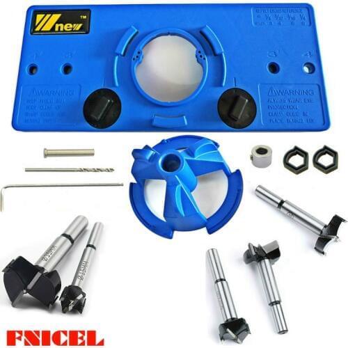 15-35MM Concealed Cup Style Hinge Jig Boring Hole Drill Guide + 5Pcs Forstner Bit Wood Cutter Carpenter f Woodworking Tools