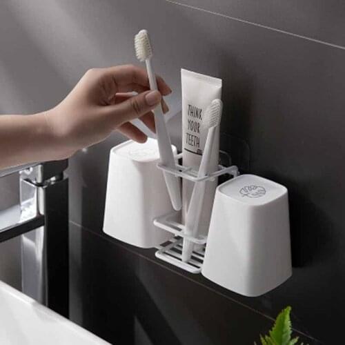 Creative Toothbrush Holder Wall Suction Type Bathroom Toilet Wall Toothpaste Holder Bathroom Shelf Household Accessories