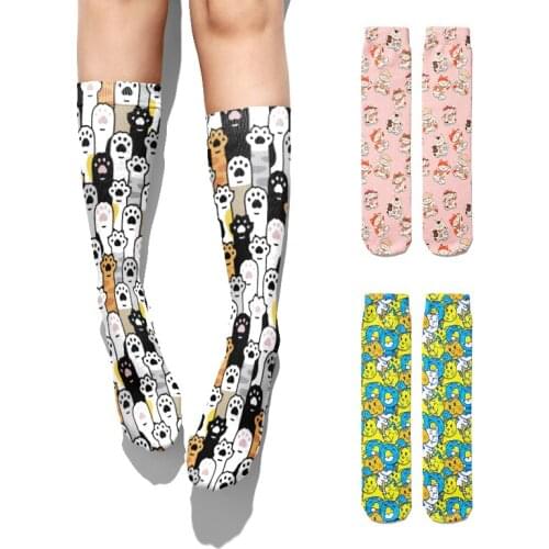 Cute Cartoon Mini Animal Cotton Socks For Women Kawaii Summer Autumn Breathable High-top Socks Harajuku Casual Cat Claw Socks