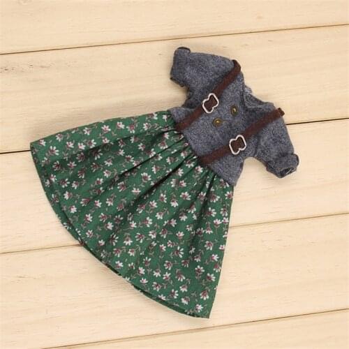 DBS Blyth icy 1/6 doll clothes green dress gray suspender skirt girl gift