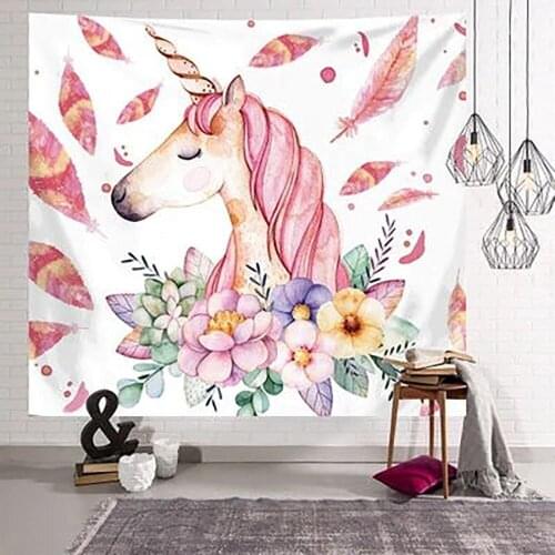 Wholesale Home Decoration 100% Polyester Tapestries Unicorn Printed Tapestry Wall Hanging