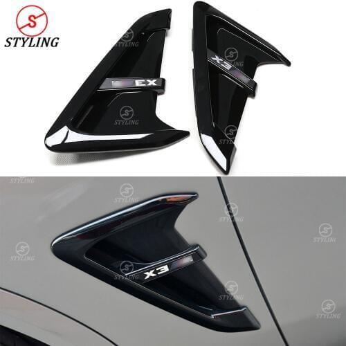 Carbon Fiber Fender Trim For BMW X3 X4 2018 2019 Side Fender Trim X3M X4M Air Vent Trim Fender Replacement Glossy Black