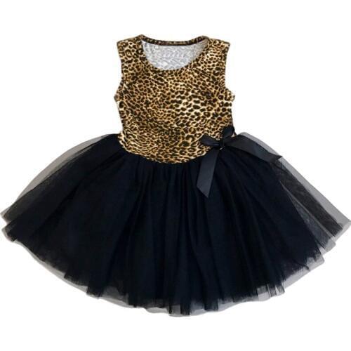 Baby Girls Tutu Dress Leopard Printed Bow Ball Gown Dress 2018 New INS Cute Sleeveless Summer Party Tutus Black For 12M-4Y GD137