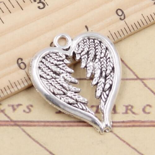 10pcs Charms angel wings heart 30x24mm Tibetan Silver Color Pendants Antique Jewelry Making DIY Handmade Craft