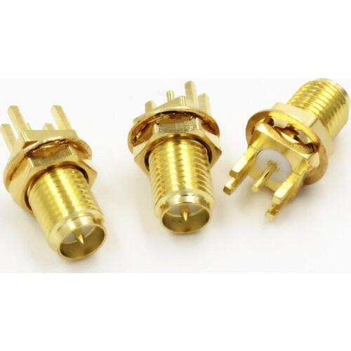 ALLISHOP 10Pcs RP-SMA Female Plug Nut Bulkhead Solder PCB Edge Clip Mount RF Connector #Rocheuk