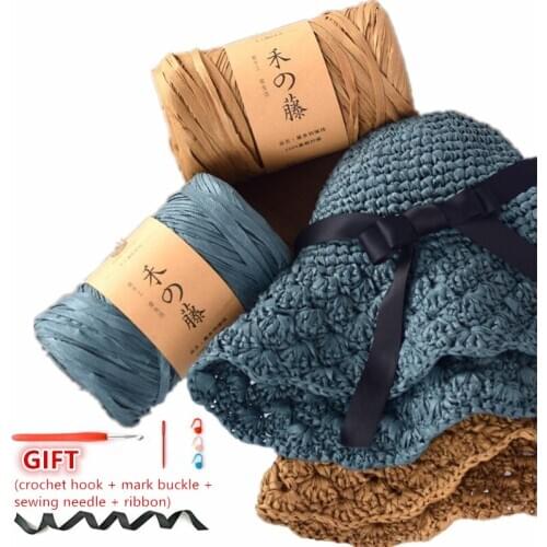 200g/roll Rattan Thread Crochet Yarn For DIY Knitting Summer Straw Hat Handbags Cushions Baskets Material Hand Knitting Yarn