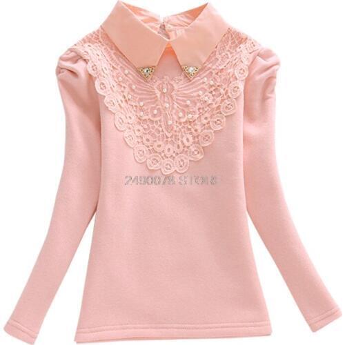 Shirts for Girl Lace Flower Blouse 2018 Cotton Long Sleeve Girl School Sweatshirts Blouse Shirts Blusas Children Clothing A96