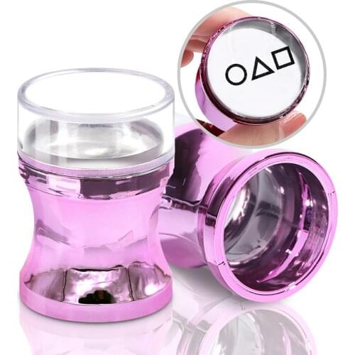 Pinkiou Mini Nail Art Stamper Transparent Jelly Nail Stamper Clear Scraper Set,Polish Design Print Nail Art Stamping Tools