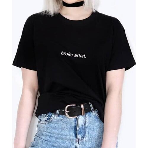 Broken Artist print fashion street leisure creative letters T-Shirt women 100% cotton o-neck short sleeve top tees shirts Ladies