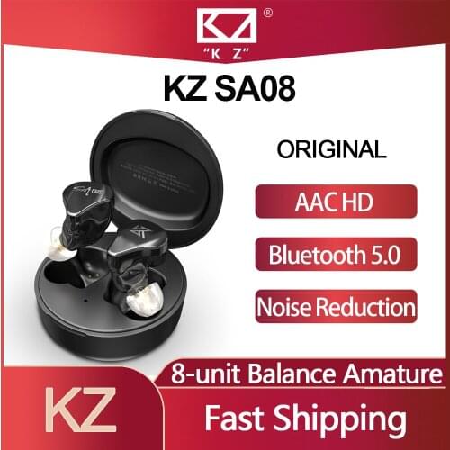 KZ SA08 TWS True Wireless Earphones Bluetooth 5.0 8BA Balance Amature Game Earbuds Touch Control Noise Cancelling Sport Headset