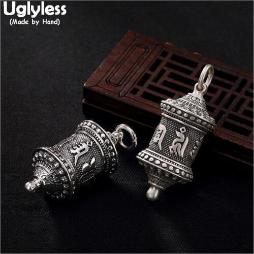 Uglyless 100% Real Solid 990 Pure Silver Handmade Buddhism Opening Pagoda Pendants Necklaces NO Chain Thai Silver Mantra Pendant