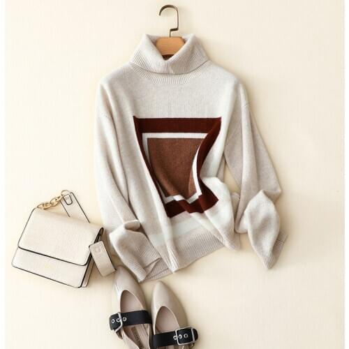 High quality 100% cashmere turtleneck sweater women european fashion brand casual knitted winter pullovers female knitwear