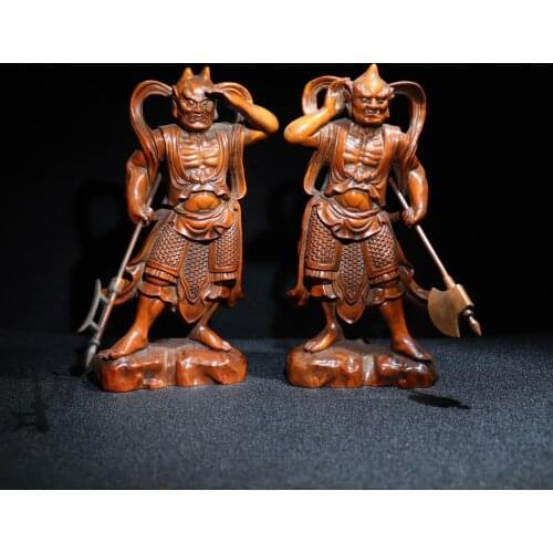 YIZHU CULTUER ART Collection China Old Boxwood Hand Carved Immortal Buddha Statue Decoration