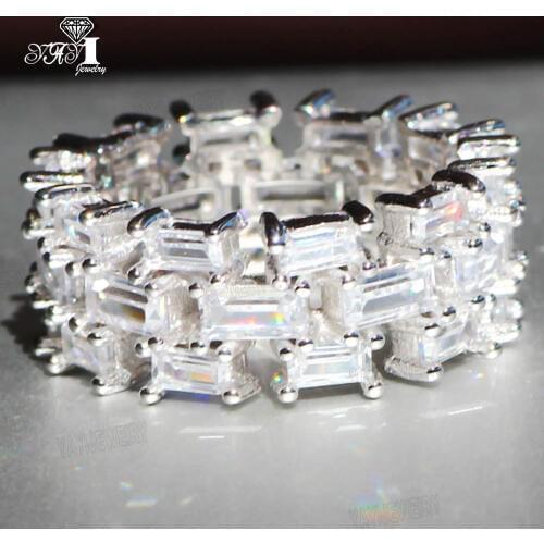 YaYI Jewelry Princess Cut 5.7 CT White Zircon Silver Color Engagement Rings wedding Heart Rings Girls Party Rings Gifts