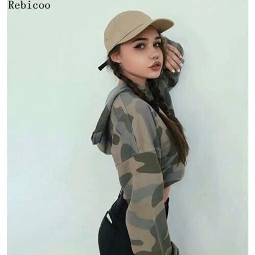 Women Hoodies Autumn Camouflage Long Sleeve Slim Fit Cause Pullover Jumper Womens Sweatshirt Hooded Female polerones mujer