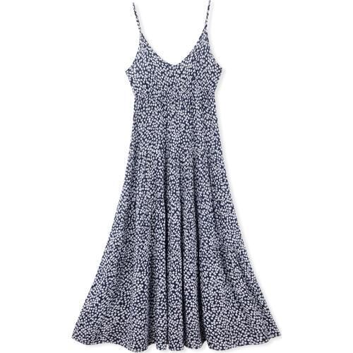 Neatie kiddie Fashion Floral Print Sexy Sleeveless Women Long Dresses V-neck Spaghetti Strap A-line Dress Female Vestidos