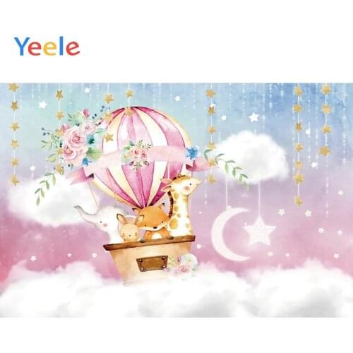 Animals Hot Air Balloon Flowers Stars Moon Clouds Baby Play Birthday Party Photography Backdrops Photographic For Photo Studio