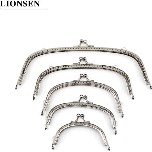 1Piece Glossy Silver Arc Basic Metal Purse Frame Kiss Clasp Lock DIY Bag Accessories 6.5/8.5/10.5/12.5/15/20.5CM Bag Accessory