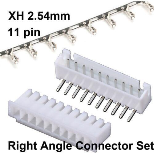 10sets XH 2.54mm 11 pin Connector Plug ( Male, Right Angle Female , Crimps )
