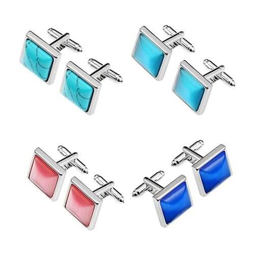10pairs/lot Quality Square Cats Eye Stone Cufflinks Opal Blue Stone Cuff Links Business Style Mens Jewelry Wholesale