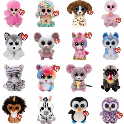 15CM TY Zebra Unicorn Monkey Leopard Rabbit Mouse Dinosaur Koala Octopus Pig Owl Doll Plush Stuffed Animal Toy Christmas Gift